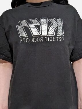 Kiss Black Tee with Silver 'Detroit Rock City' Logo